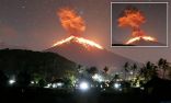 إنفجار جبل “اجوانج” في بالي وتطاير كثيف للحمم البركانية.